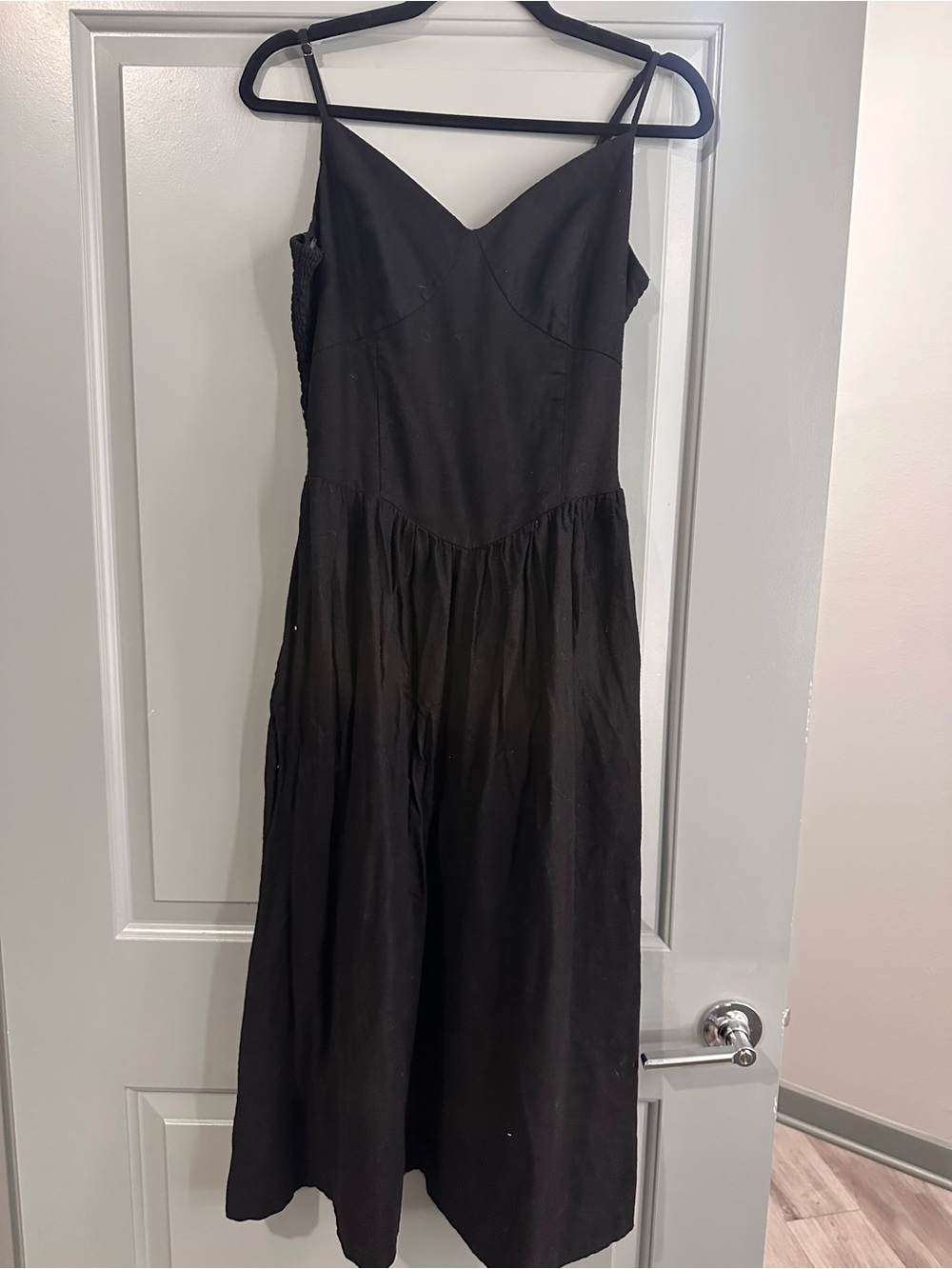 Black Spaghetti-Strap Midi Dress
